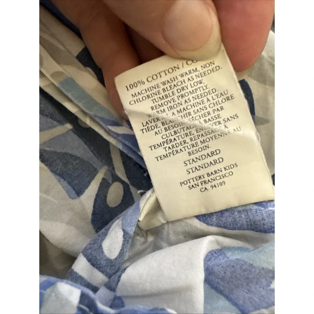Pottery Barn Kids Teen Organic Cotton Blue Leaf Camo Pillowcase‎ Sham Standard